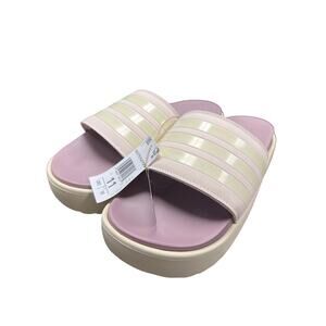 adidas Women's Adilette Platform Slide Sandals Mauve/Fig/White Size 11 IF1620